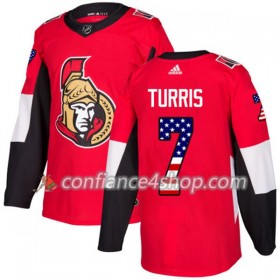 Adidas Maillot de Hockey Ottawa Senators Kyle Turris 7 2017-2018 Rouge USA Flag Fashion Authentic - Homme